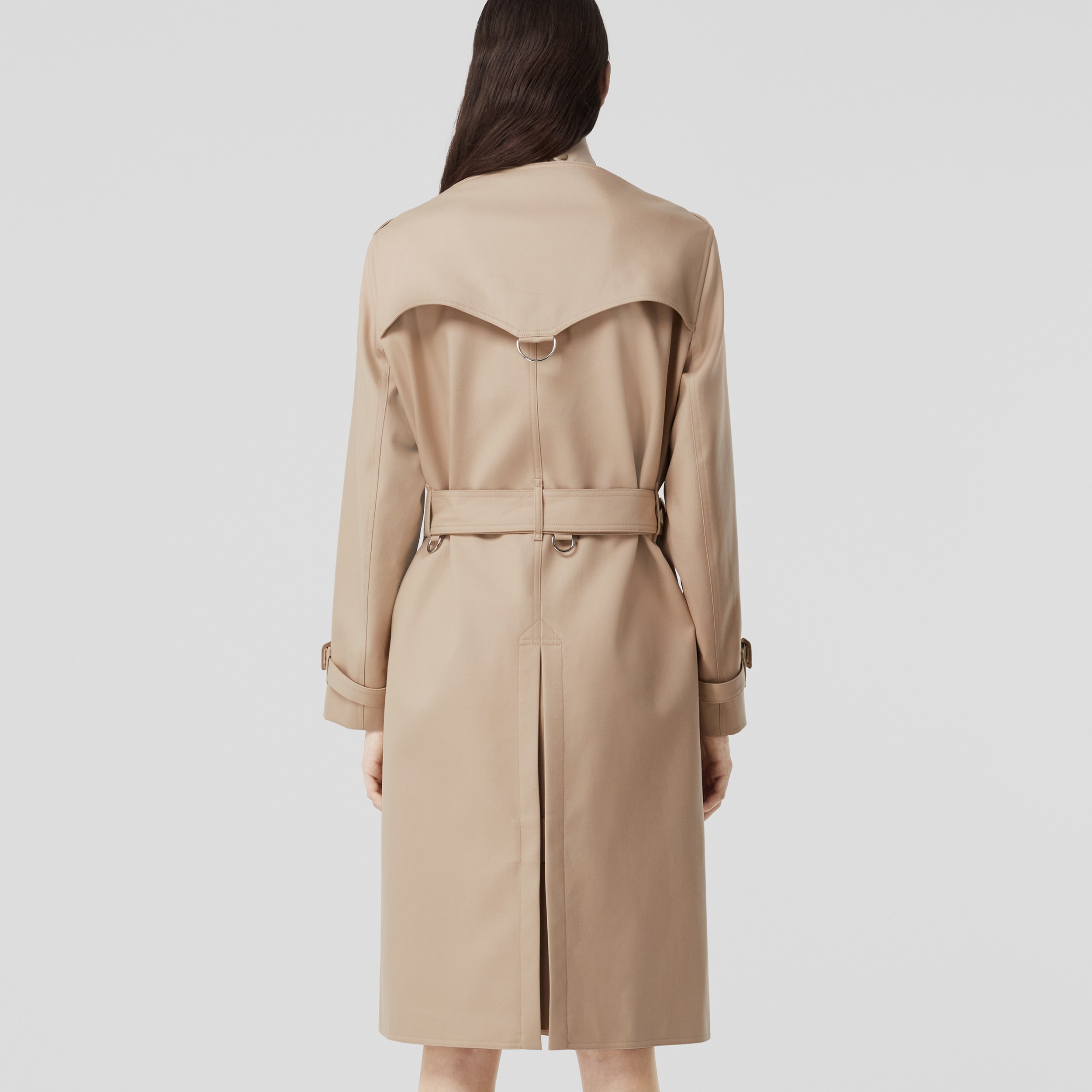 Cotton Gabardine Boat Neck Trench Coat in Soft Fawn - Women | Burberry® Official - 3