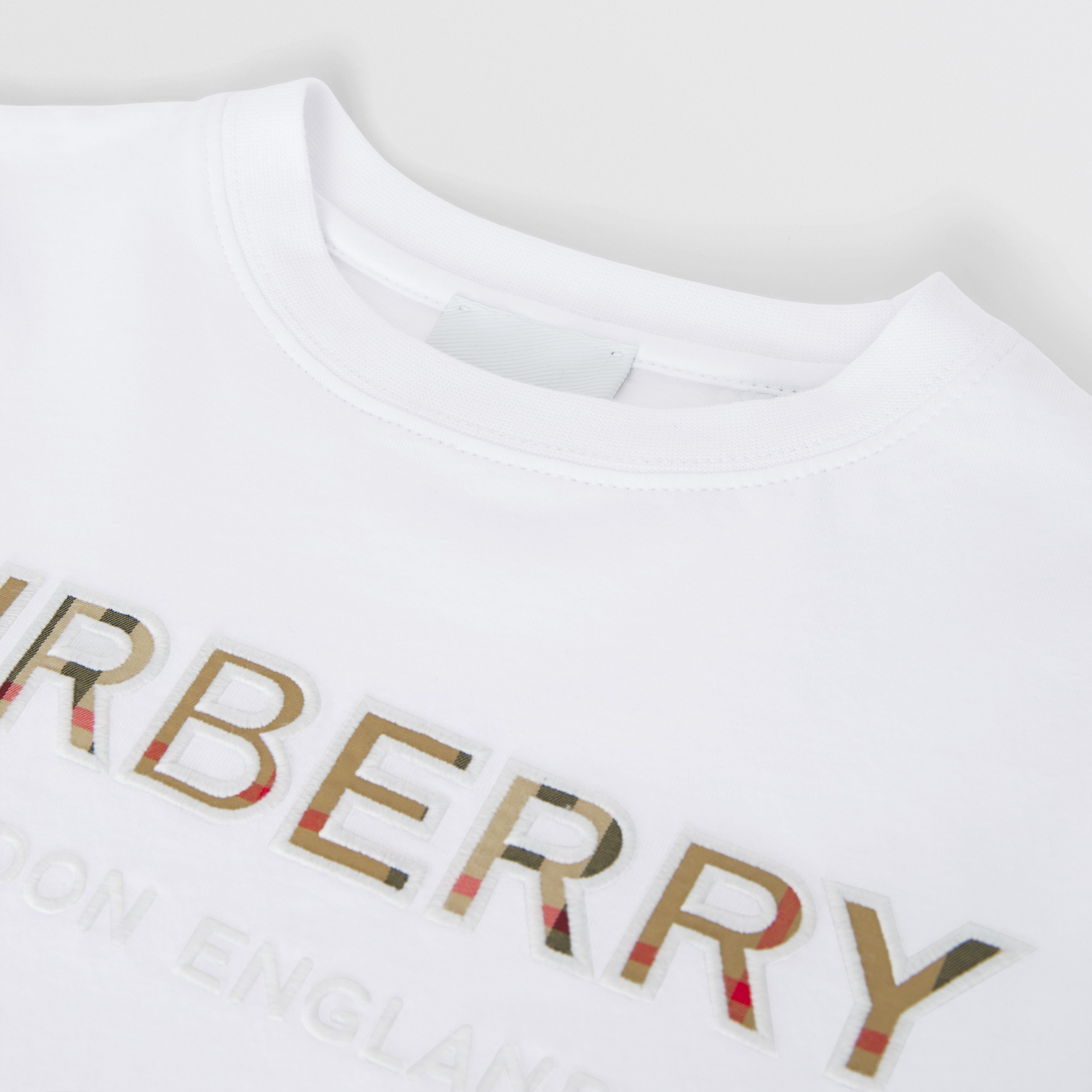 Embroidered Logo Cotton T-shirt in White | Burberry® Official - 2