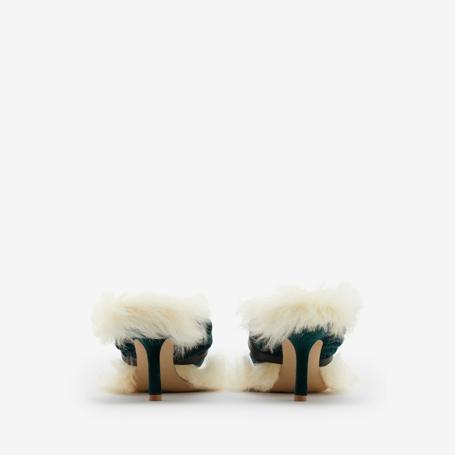 Sandálias Step Post de shearling (Verde Garrafa Escuro/preto) - Mulheres | Burberry® oficial