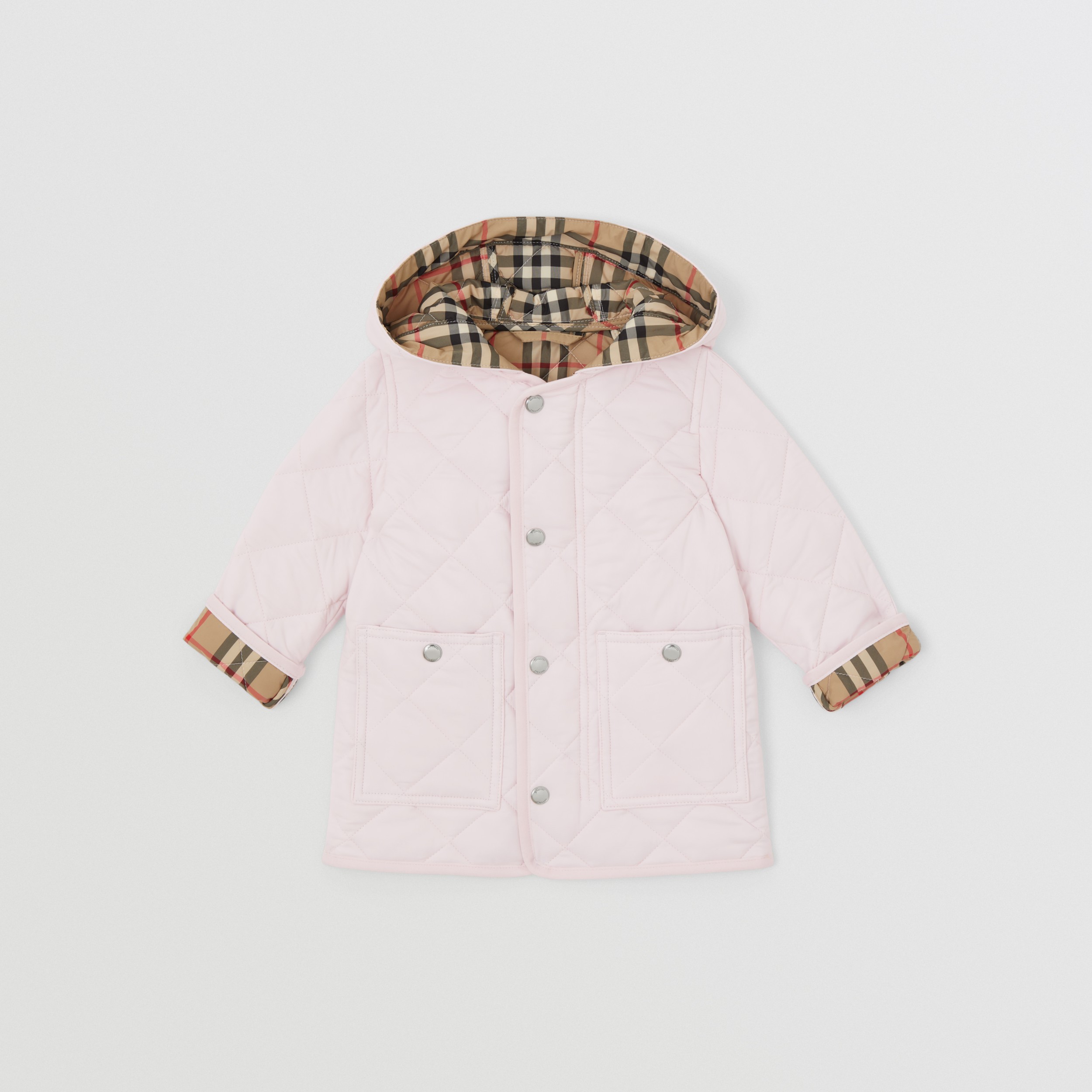 Diamond Quilted Nylon Hooded Coat in Alabaster Pink - Children | Burberry®  Official