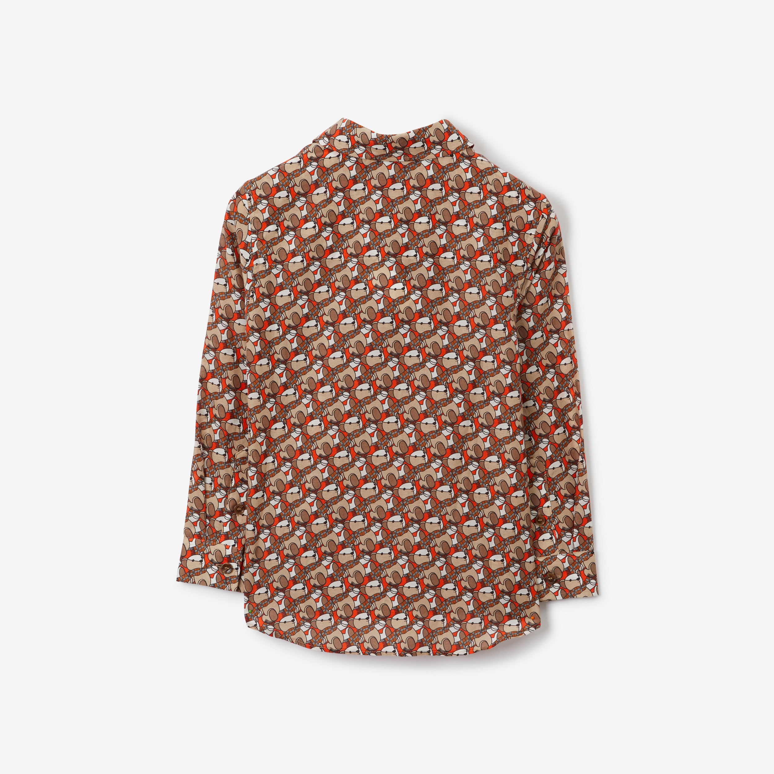 Thomas Bear Print Cotton Silk Shirt in Scarlet Orange | Burberry® Official - 2