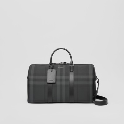Charcoal Check and Leather Holdall