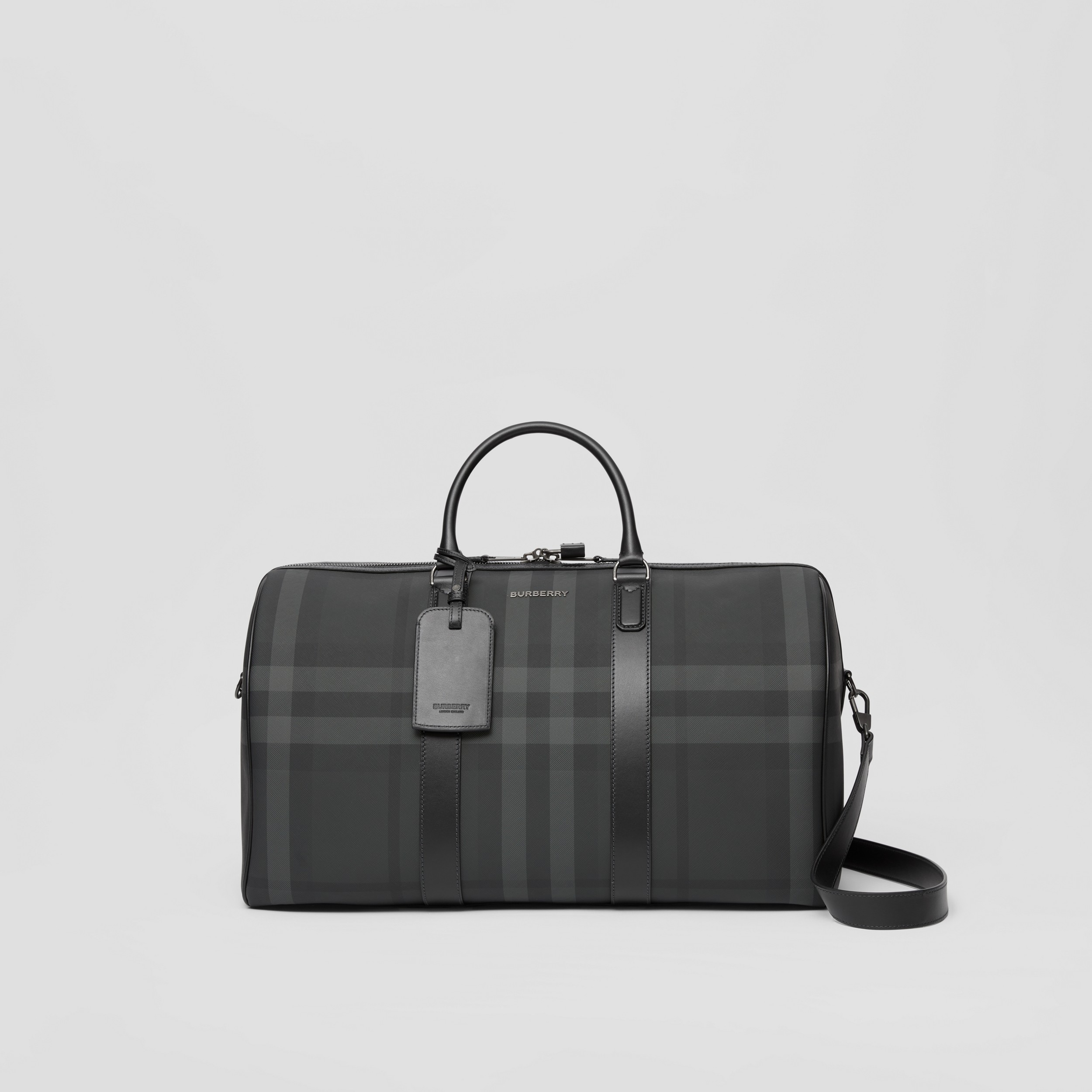Charcoal Check Boston Holdall - Men | Burberry® Official - 1