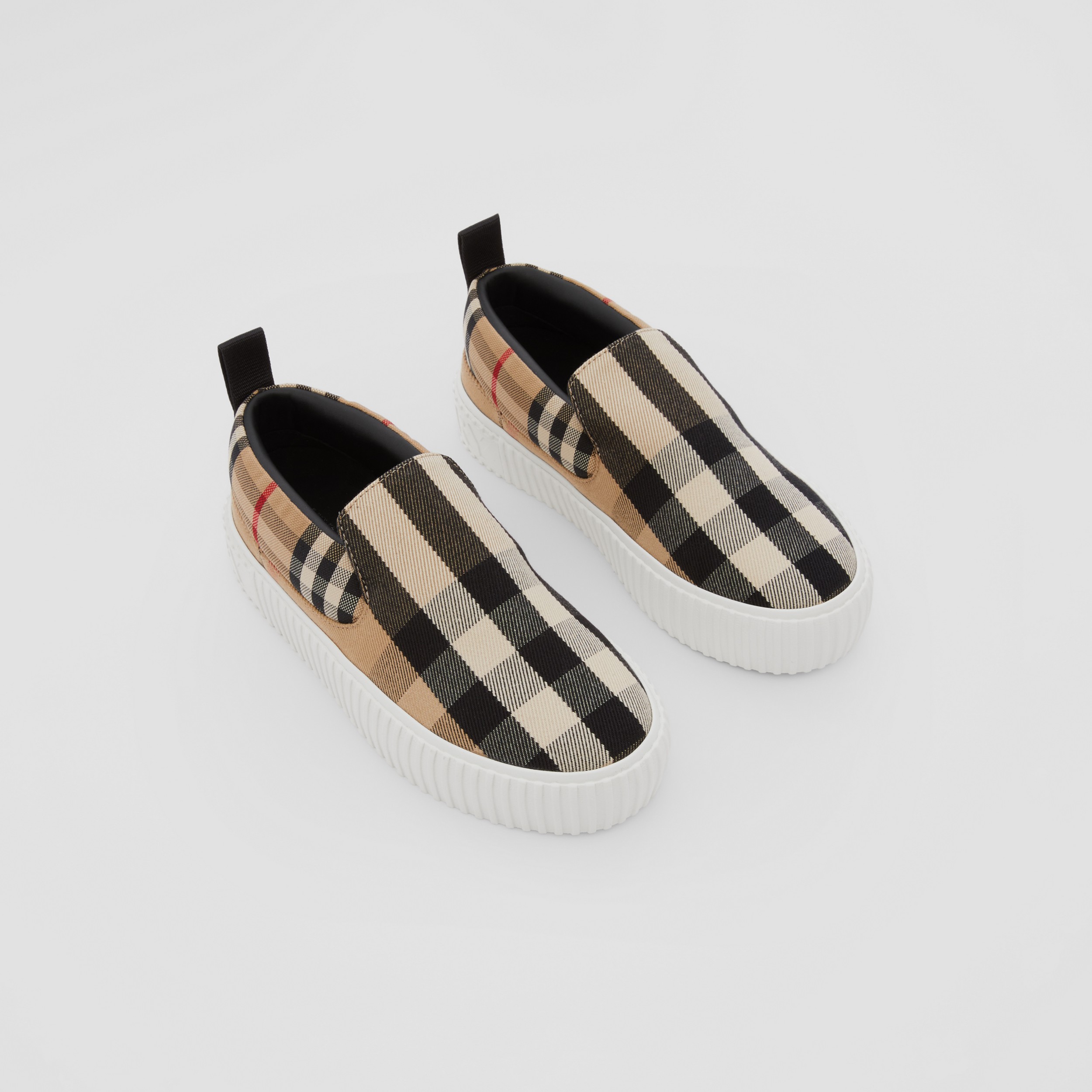 Check Cotton Sneakers in Archive Beige - Children | Burberry® Official - 1