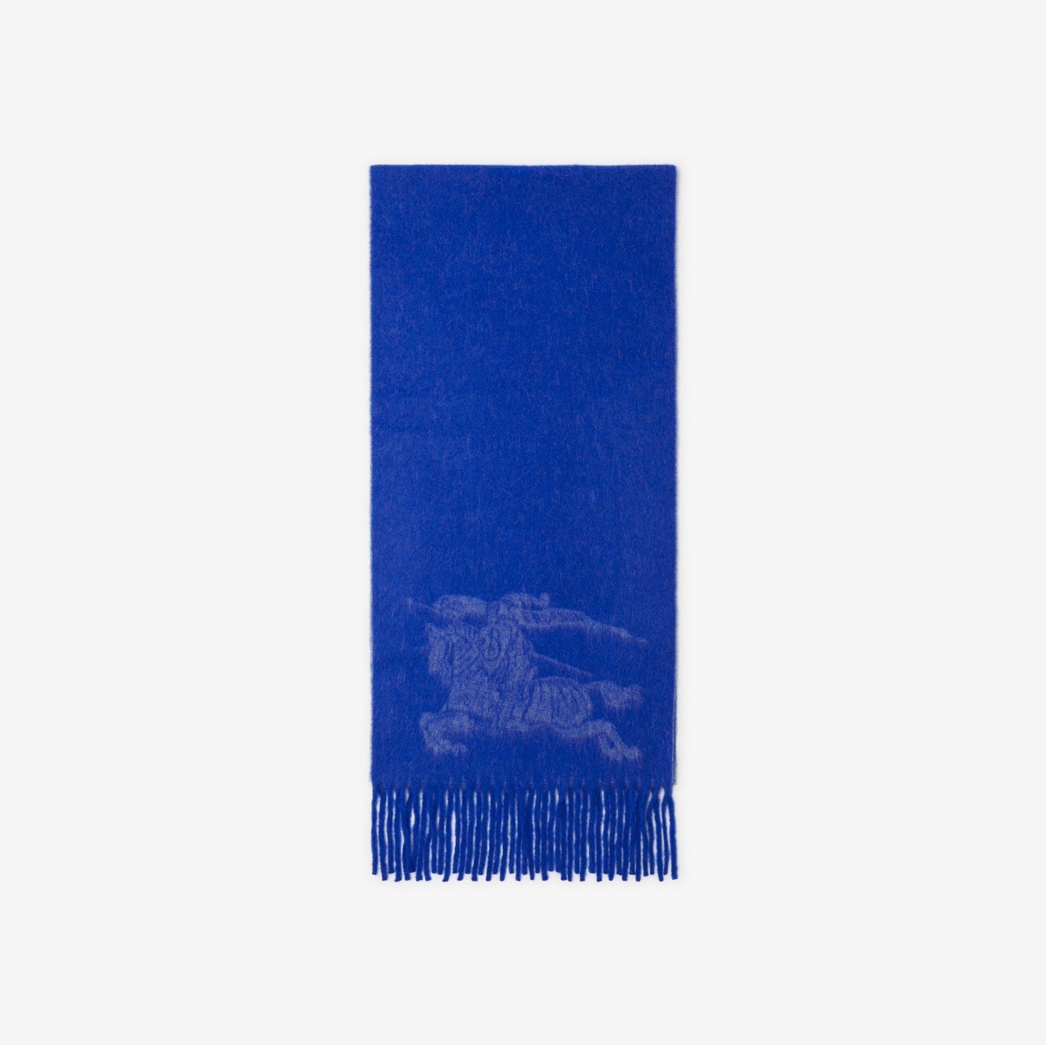 马术骑士徽标羊驼毛羊毛混纺围巾 (骑士蓝) | Burberry® 博柏利官网
