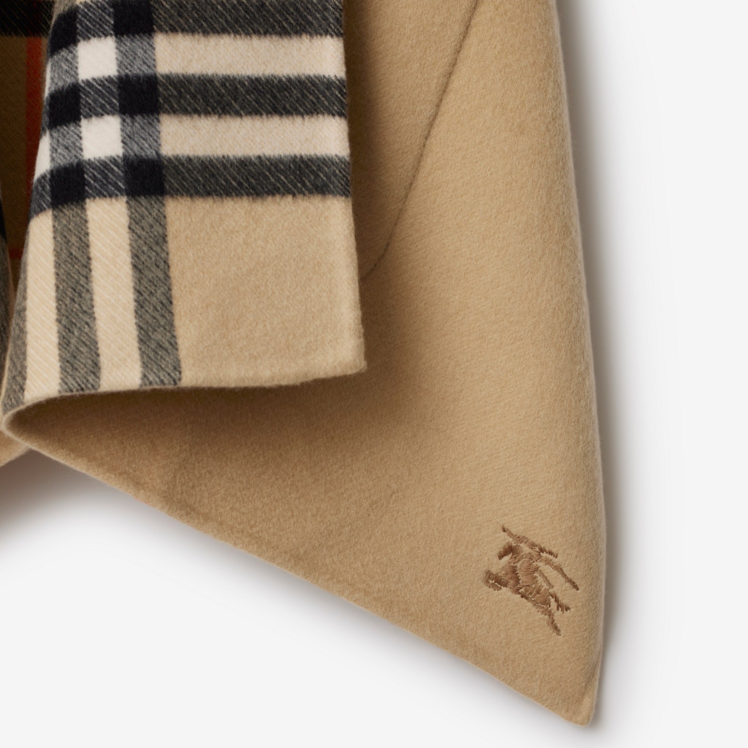 リバーシブル チェック カシミアケープ (サンド) | Burberry リバーシブル チェック カシミアケープ (サンド) | Burberry