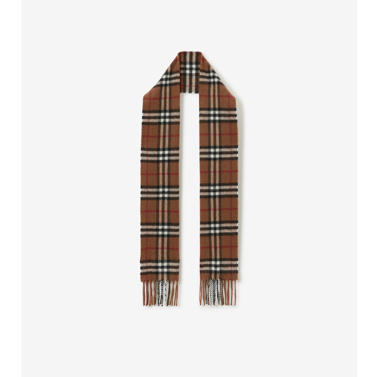 The Burberry Check Cashmere Scarf in Birch Brown