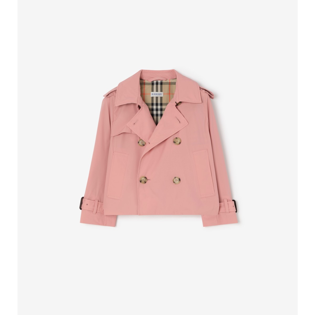  Check Stretch Nylon Trench Jacket