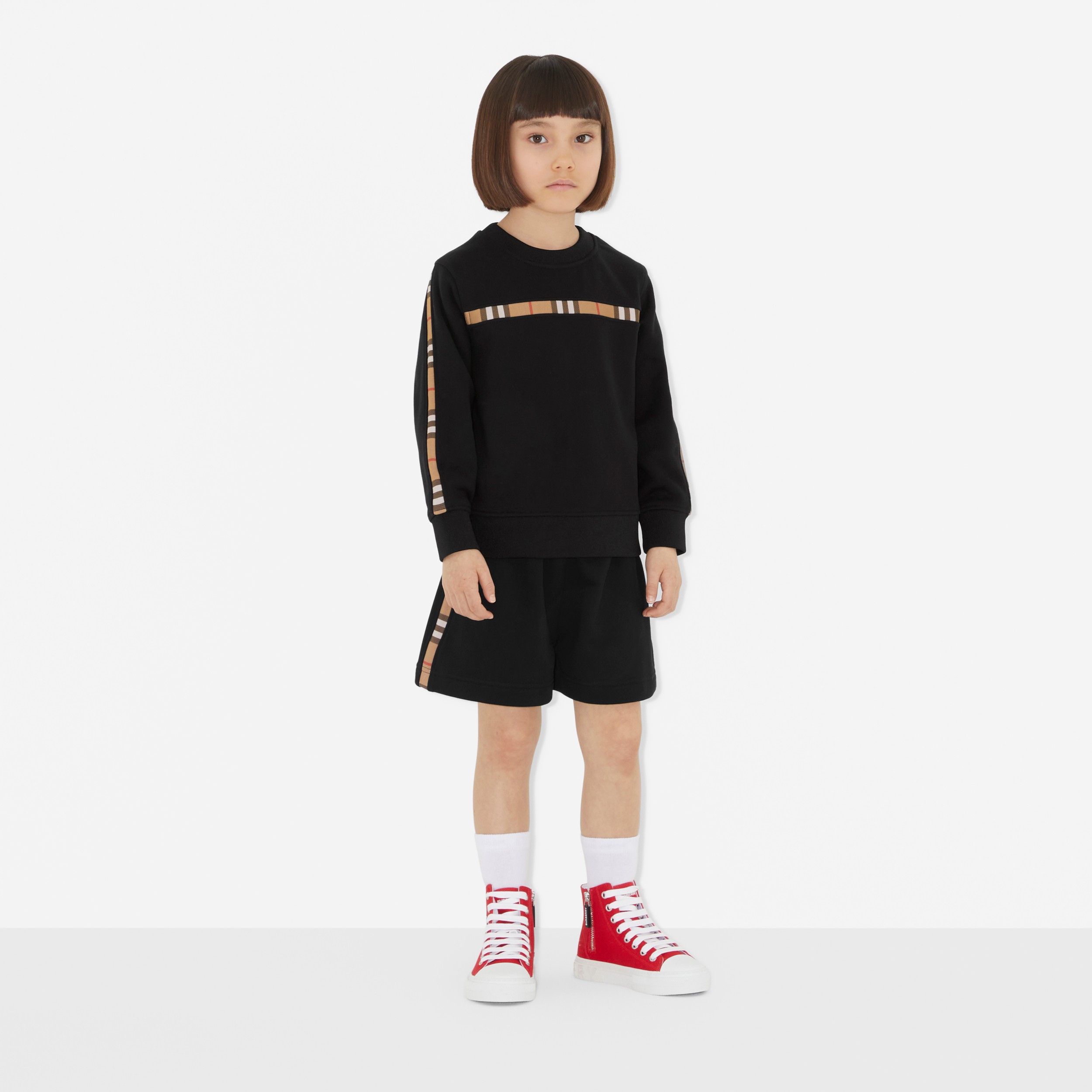 格纹裁片棉质短裤 (黑色) | Burberry® 博柏利官网 - 3