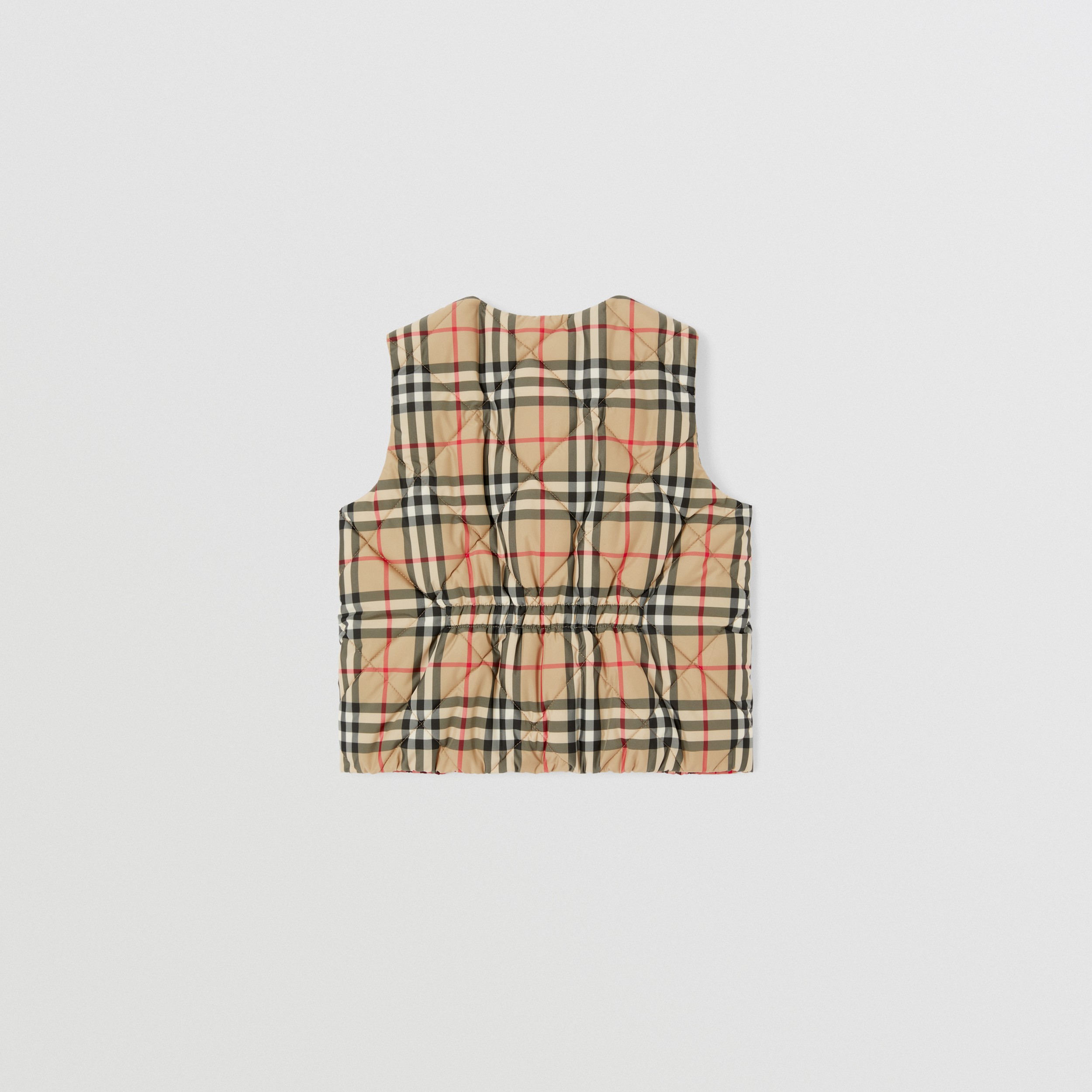 Logo Appliqué Check Diamond Quilted Gilet in Archive Beige | Burberry® Official - 4