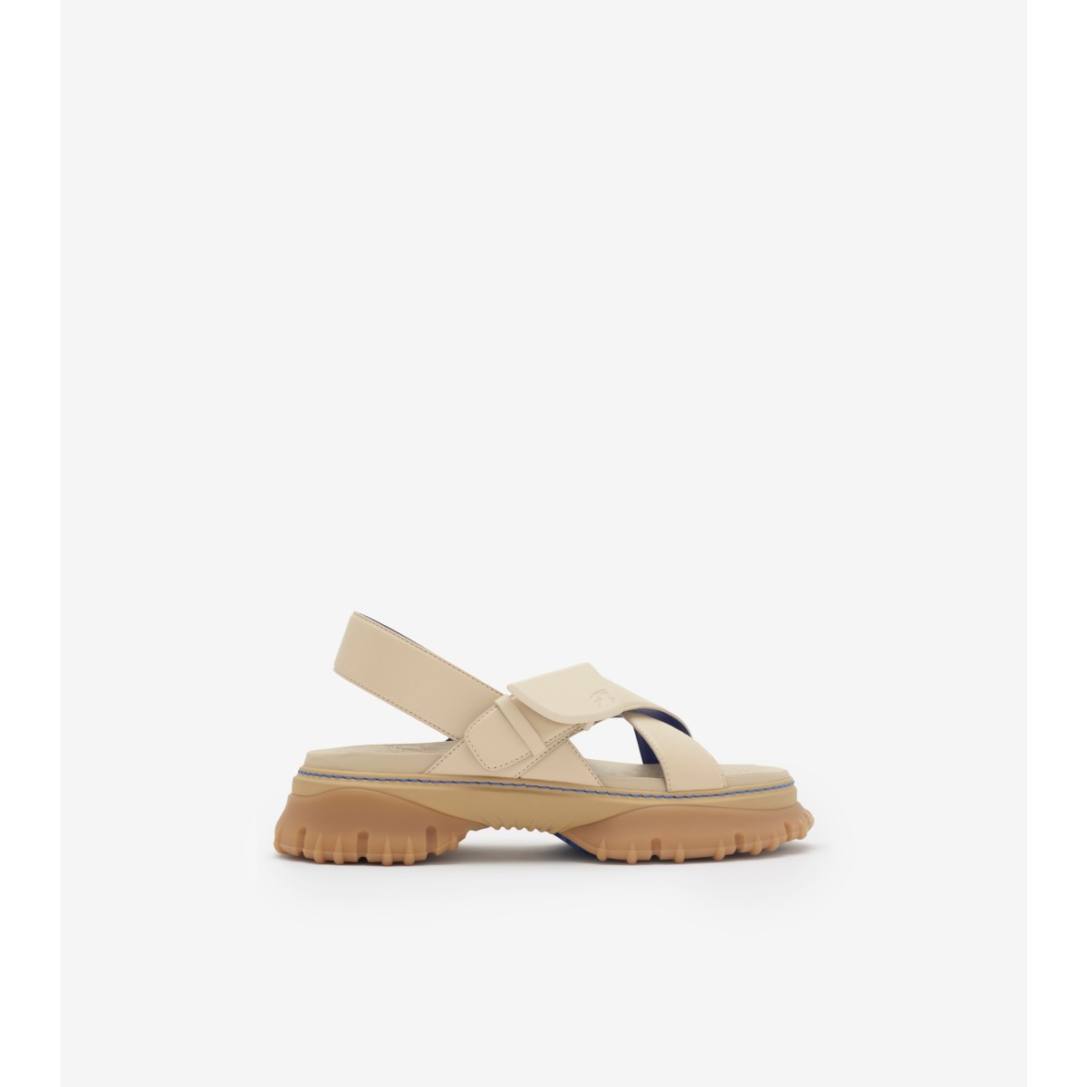 Shop Burberry Leather Pebble Sandals In Soap