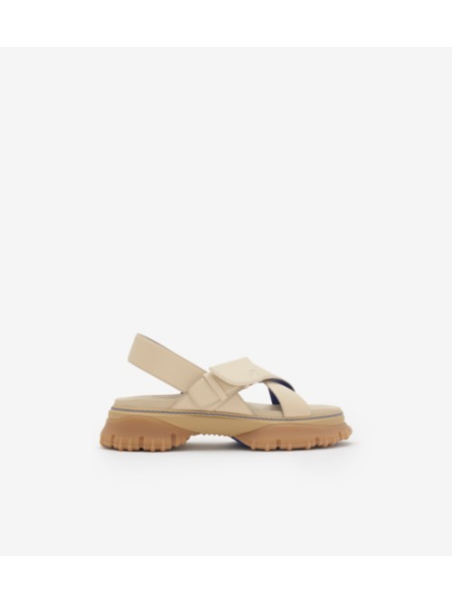 Burberry Leather Pebble Sandals In Brown