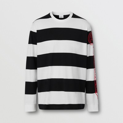 black and white striped long sleeve top