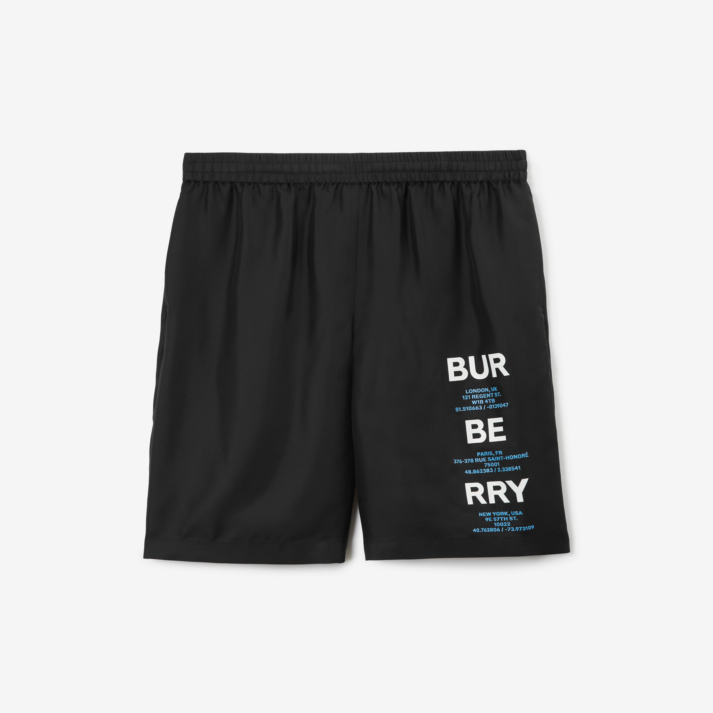 Logo Print Silk Shorts in Black - Men | Burberry® Official - 1
