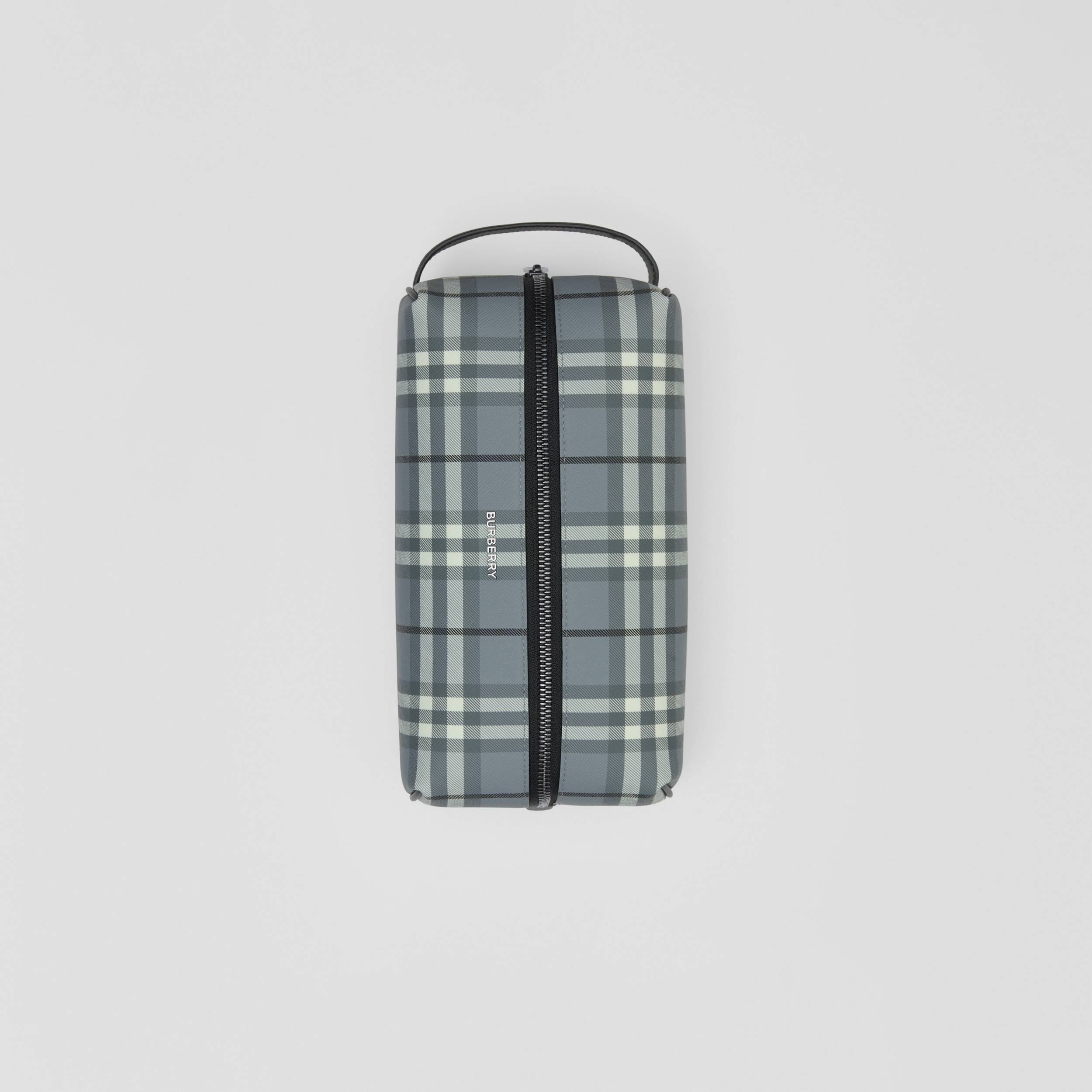 Vintage Check and Leather Travel Pouch in Storm Grey - Men | Burberry® Official - 3