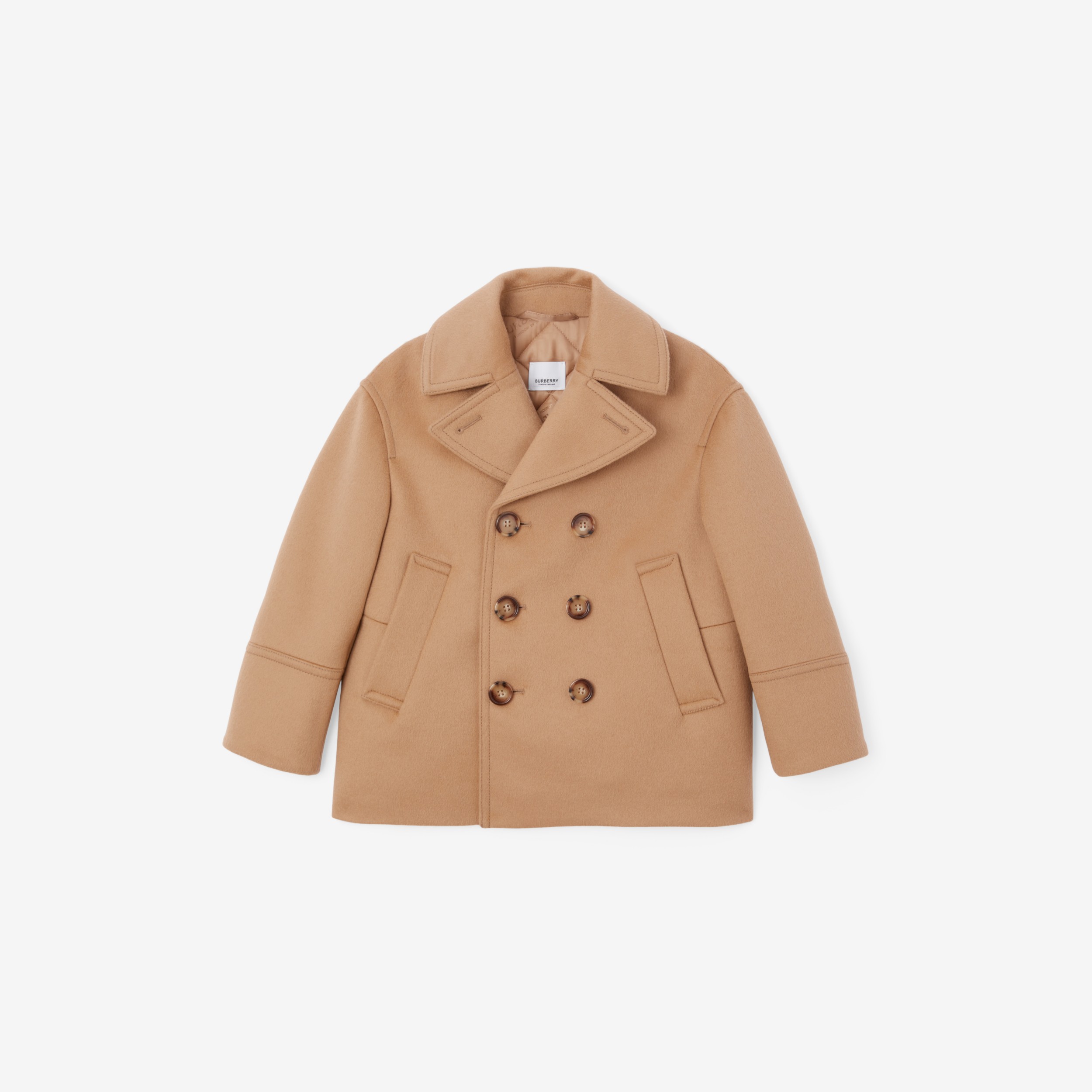 Wool Cashmere Pea Coat in Camel | Burberry® Official