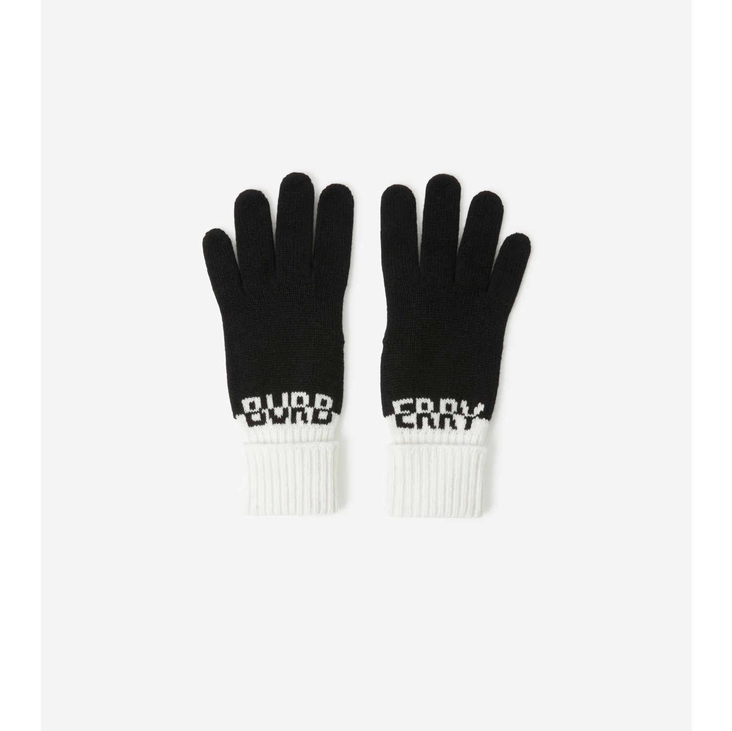 Logo Intarsia Two-tone Cashmere Gloves in Black/white - Men | Burberry® Official