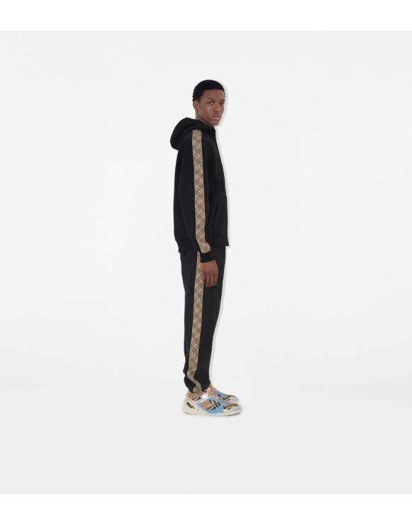 Hoodie zippé en coton avec Check