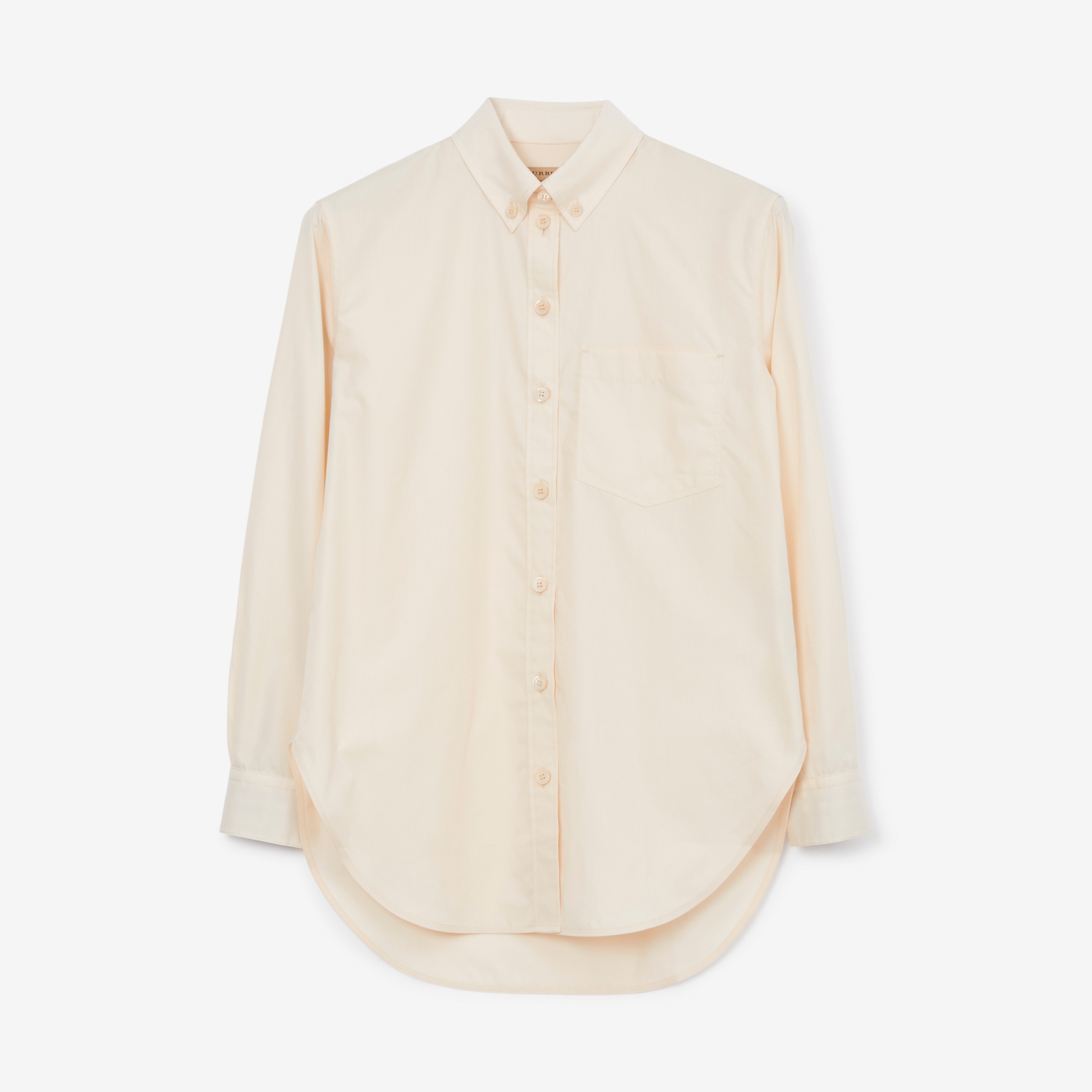 Button-down Collar Cotton Poplin Shirt in Pale Biscuit - Women | Burberry® Official - 1