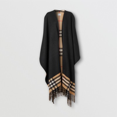 burberry check wool cashmere cape