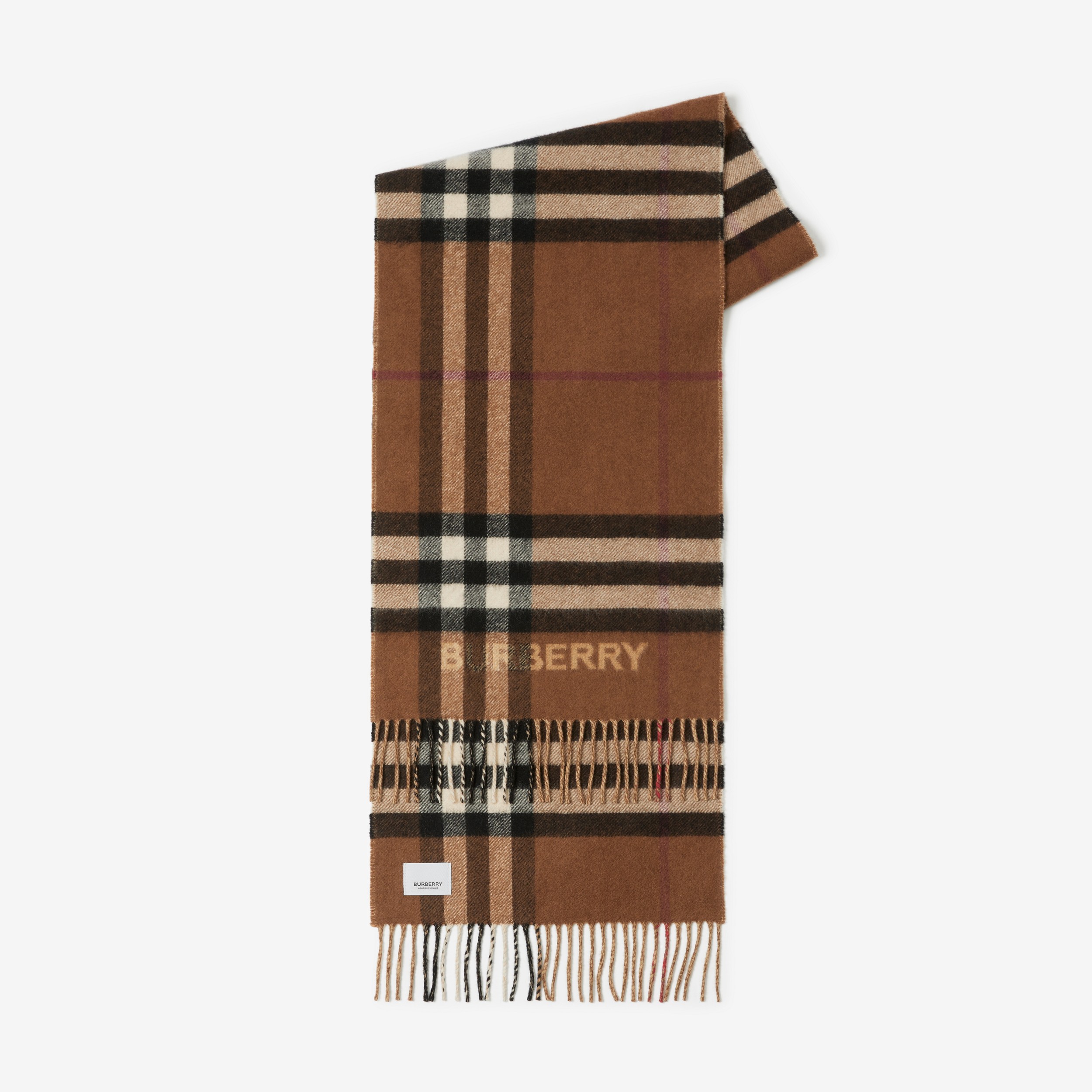 Contrast Check Cashmere Scarf in Archive Beige/birch Brown | Burberry® Official - 2