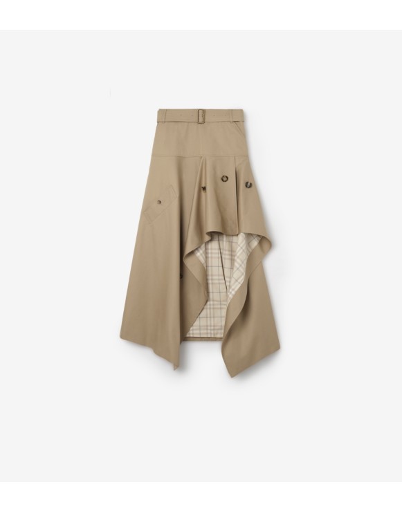 Gabardine Asymmetric Trench Skirt