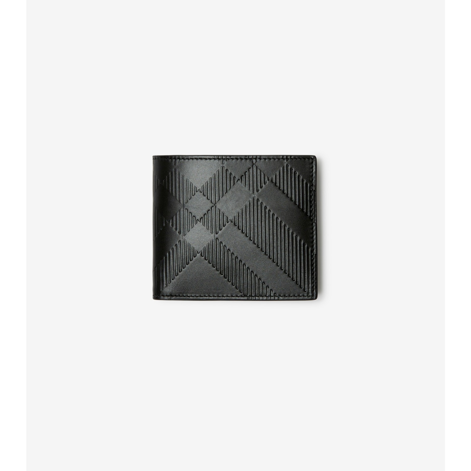 Leather Bifold Coin Wallet in Black - Men