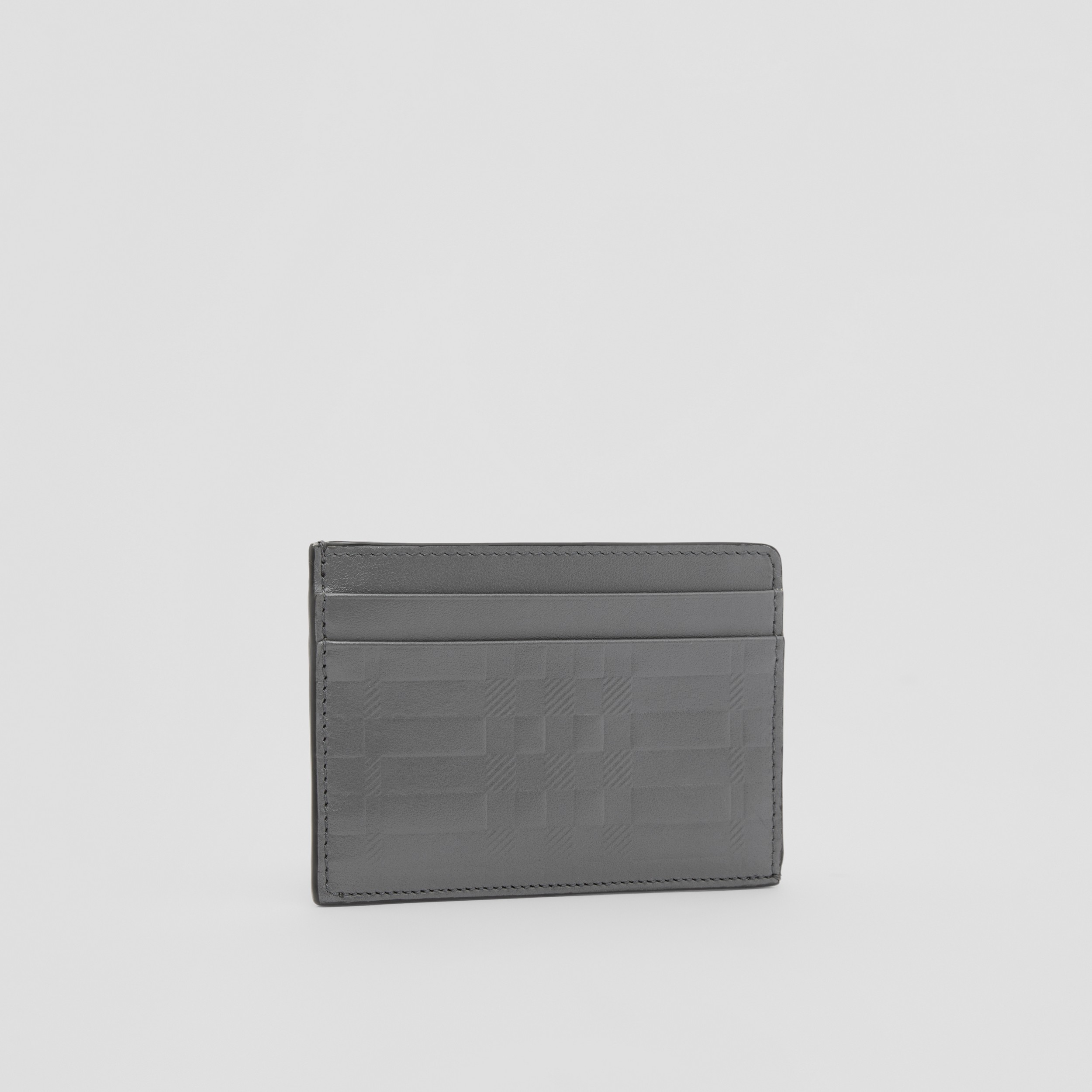 Embossed Check Leather Card Case in Dark Ash Grey - Men | Burberry® Official - 4