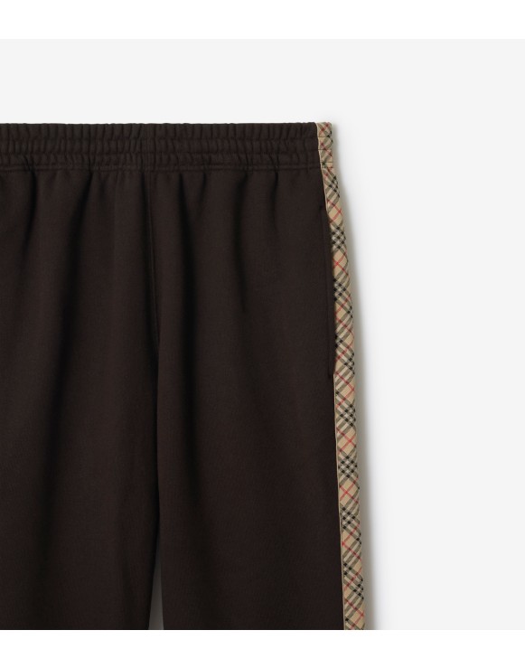 Check Trim Cotton Jogging Pants