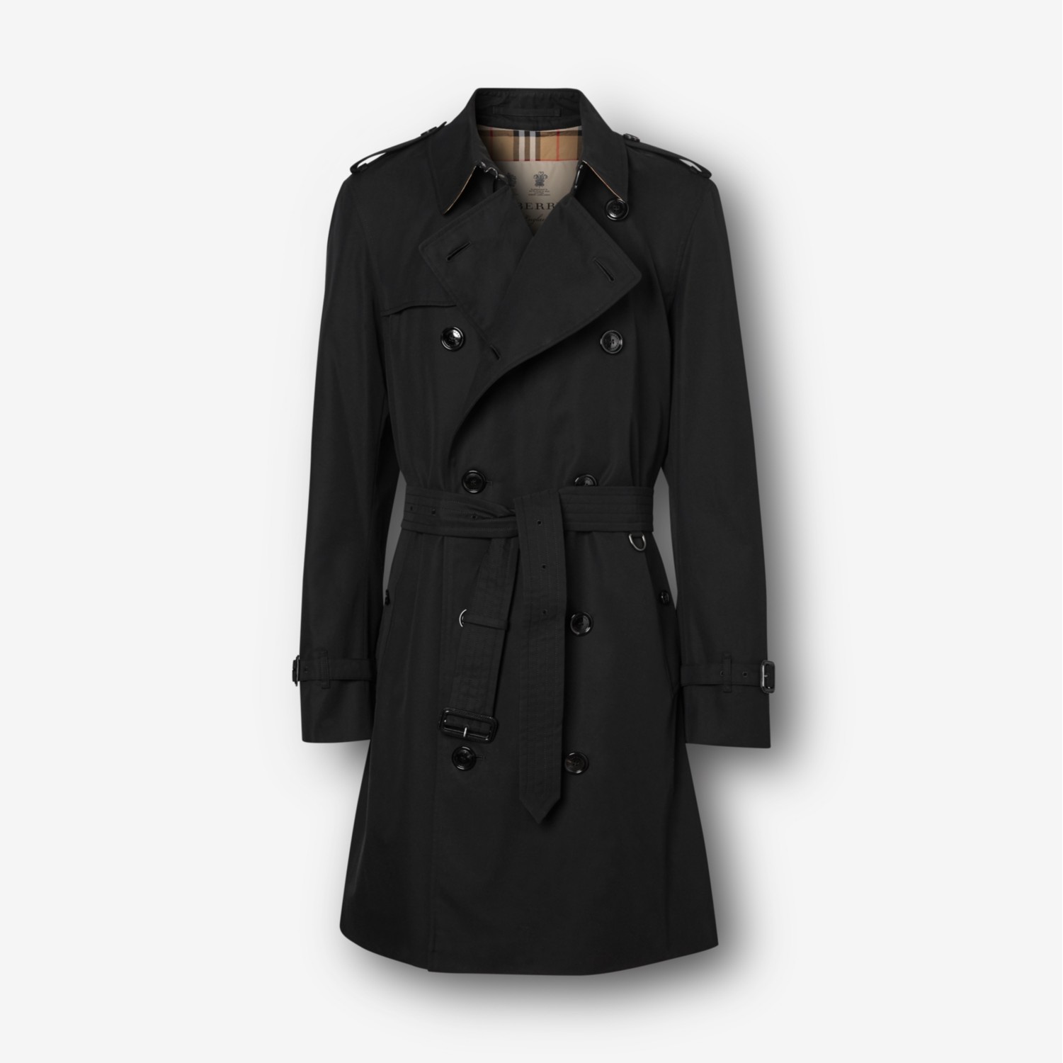The Mid-length Chelsea Heritage Trench Coat in Black - Men, Cotton  Gabardine | Burberry® Official