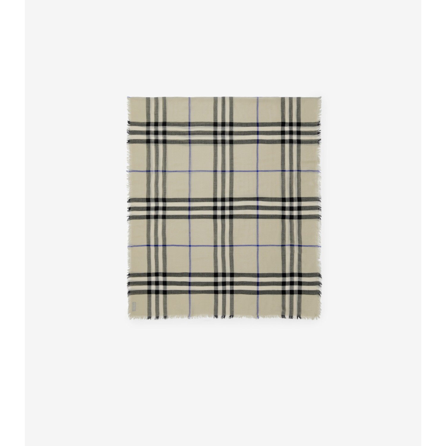 Wide Check Wool Scarf