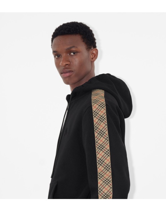 Hoodie zippé en coton avec Check