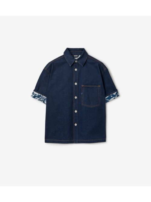 Burberry Heavyweight Denim Shirt In Indigo Blue