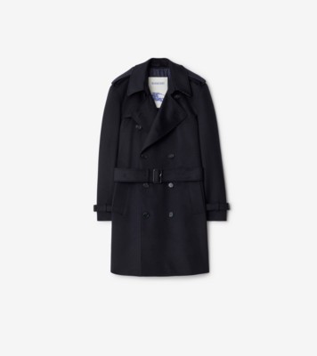 burberry トレンチコート ミッドレングス カシミア ヘイスティングス トレンチコート (ネイビー