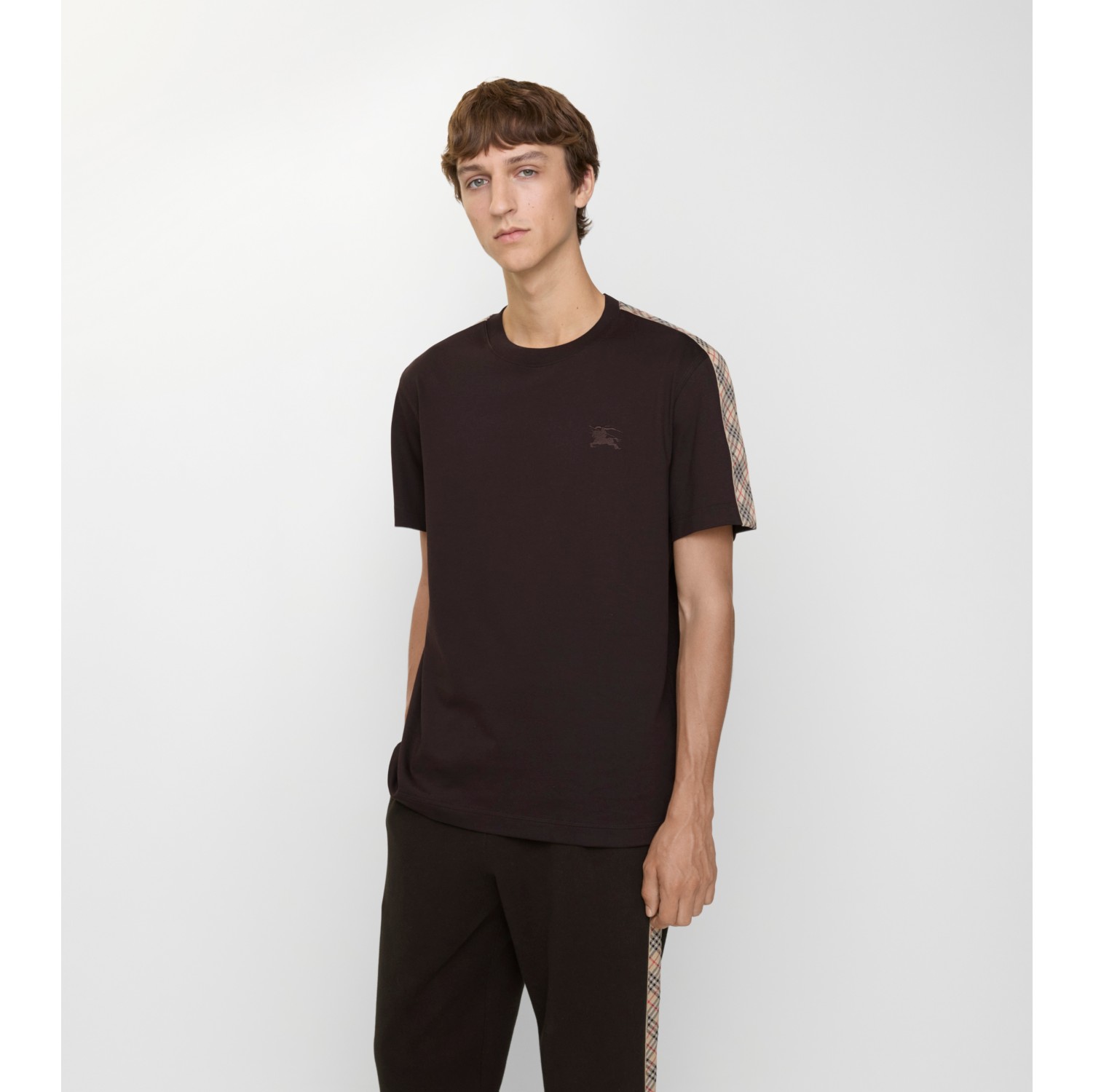 Check Trim Cotton T-shirt