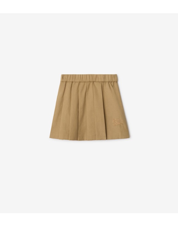 Pleated Cotton Blend Skirt