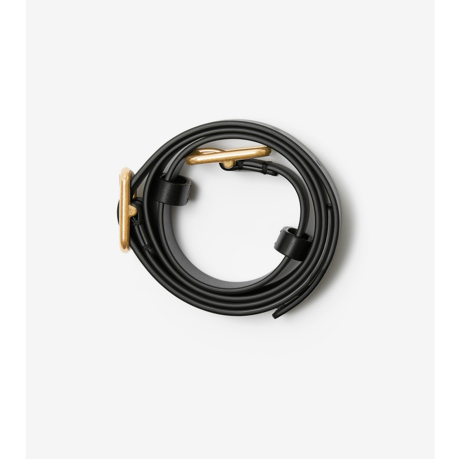 Burberry B-Buckle Leather Belt in Black/Gold