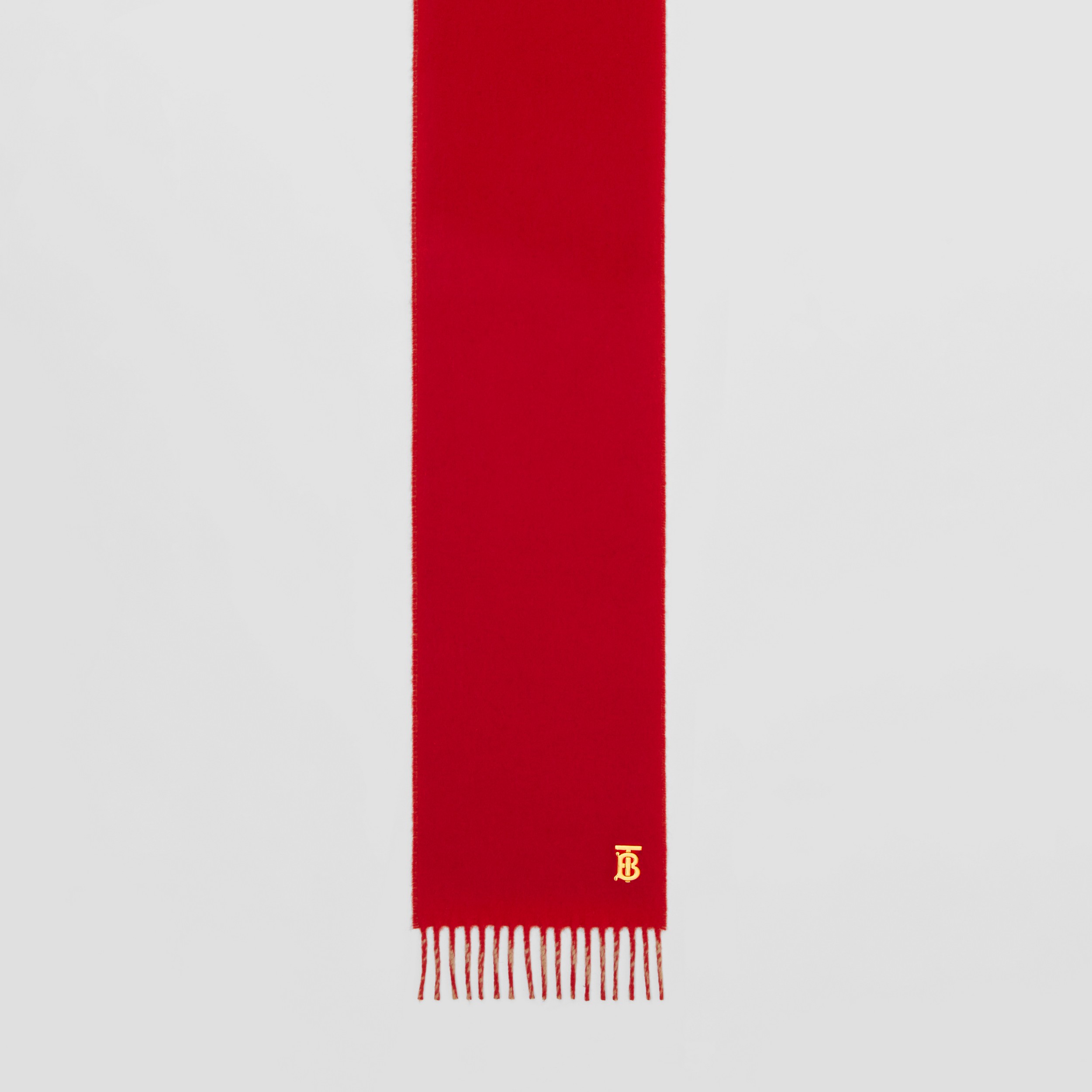 Bufanda reversible en cachemir con detalle de monograma (Rojo Intenso/cámel) | Burberry® oficial - 4