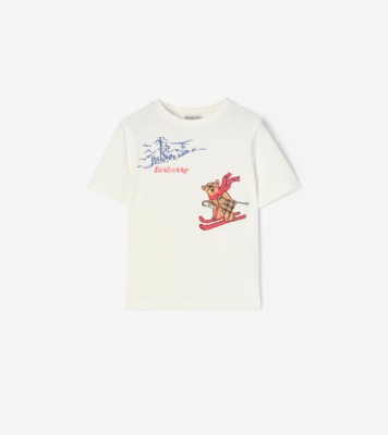 Skiing Bear Cotton T shirt Chalk ®