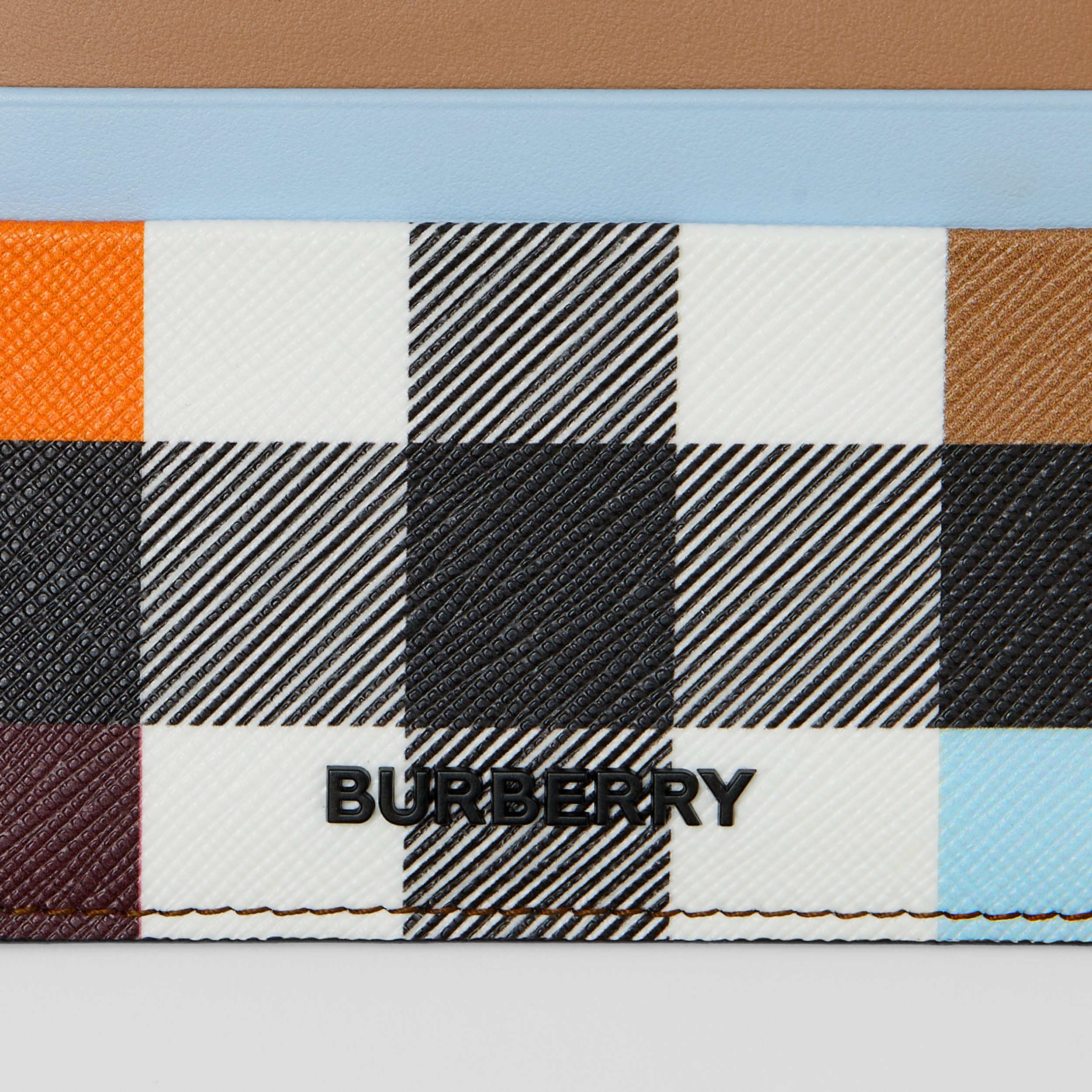 Colour Block Check and Leather Card Case in Dark Birch Brown - Men | Burberry® Official - 2
