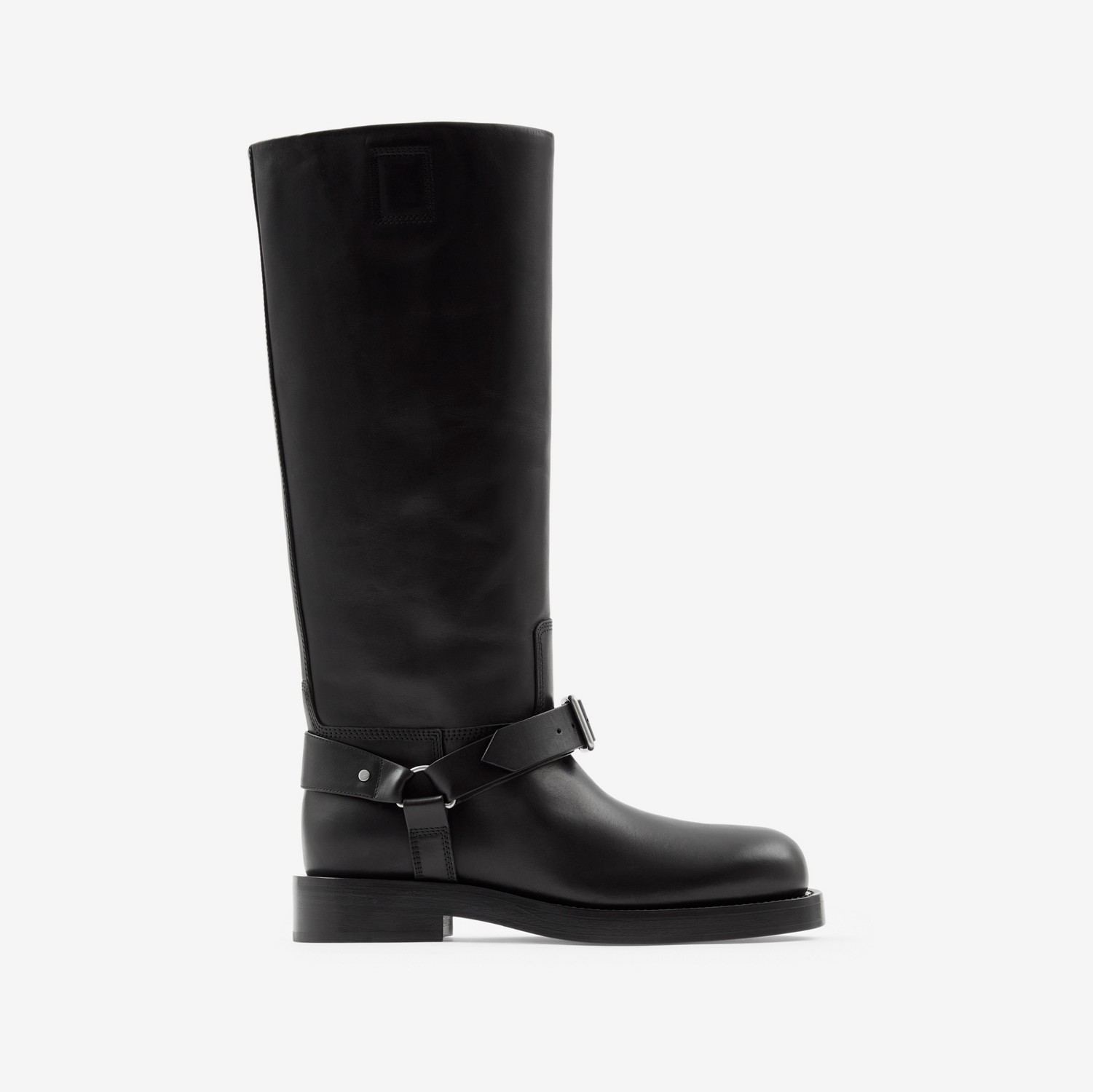 Leather Saddle High Boots in Black - Men | Burberry® Official