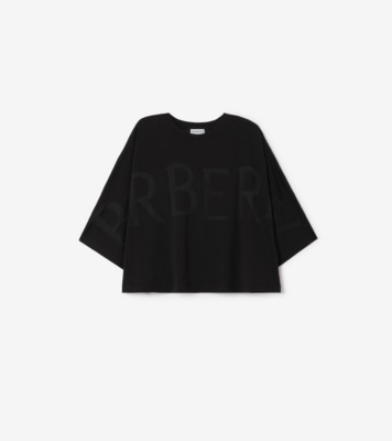 Logo Cotton Blend T-shirt in Black - Women | Burberry® Official