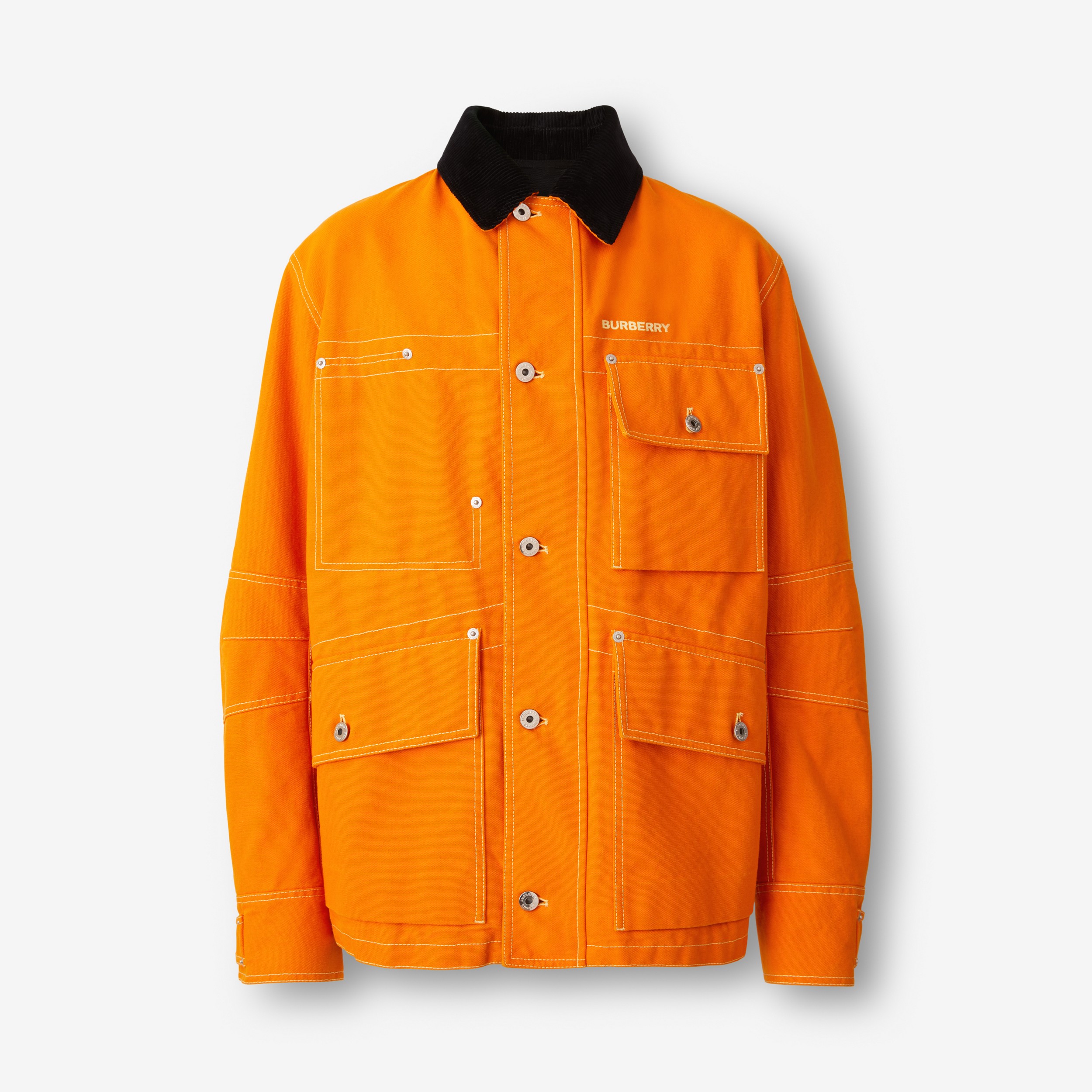 tapperhed Tick undgå Corduroy Collar Cotton Canvas Field Jacket in Orange - Men | Burberry®  Official