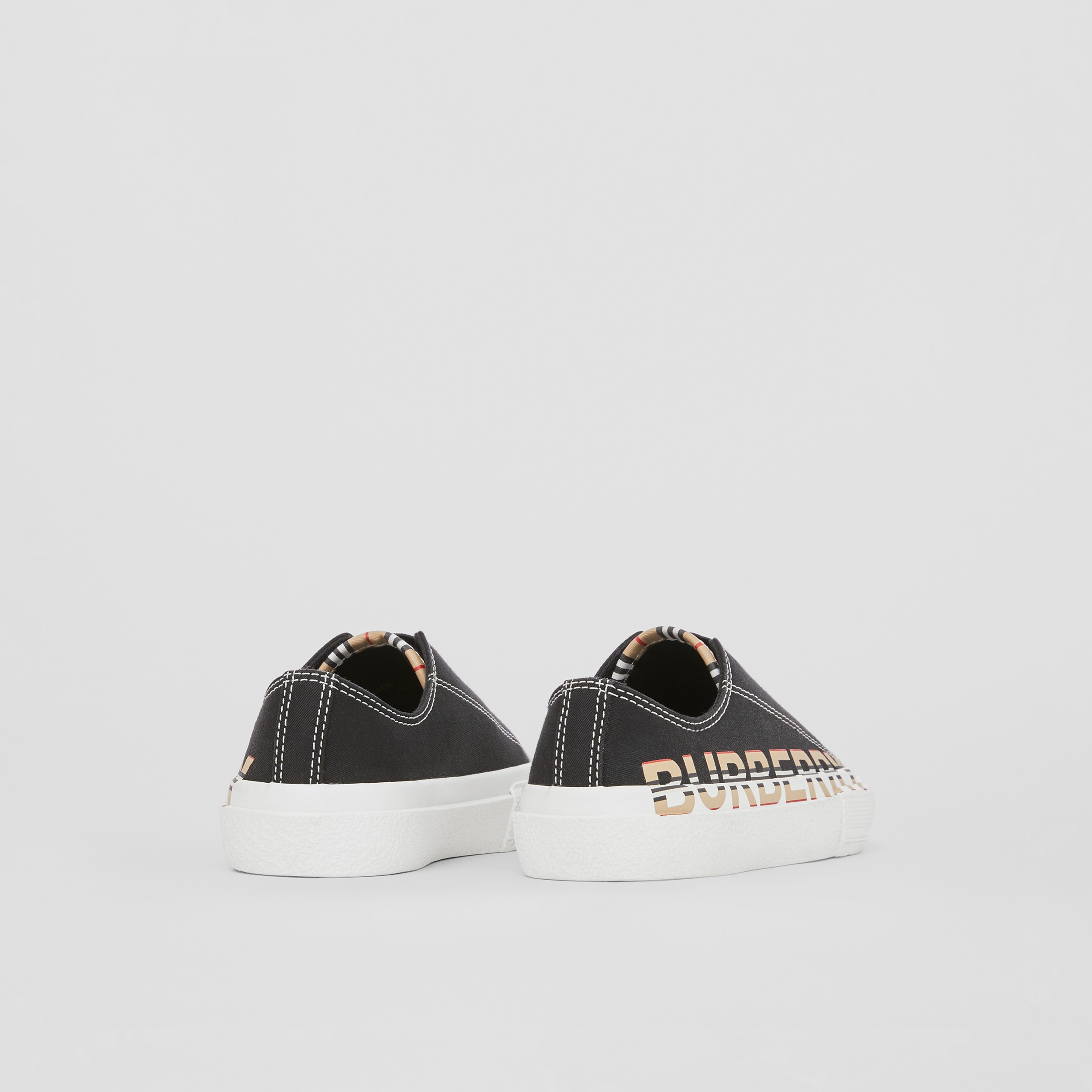 Logo Print Cotton Gabardine Sneakers in Black - Children | Burberry® Official - 3