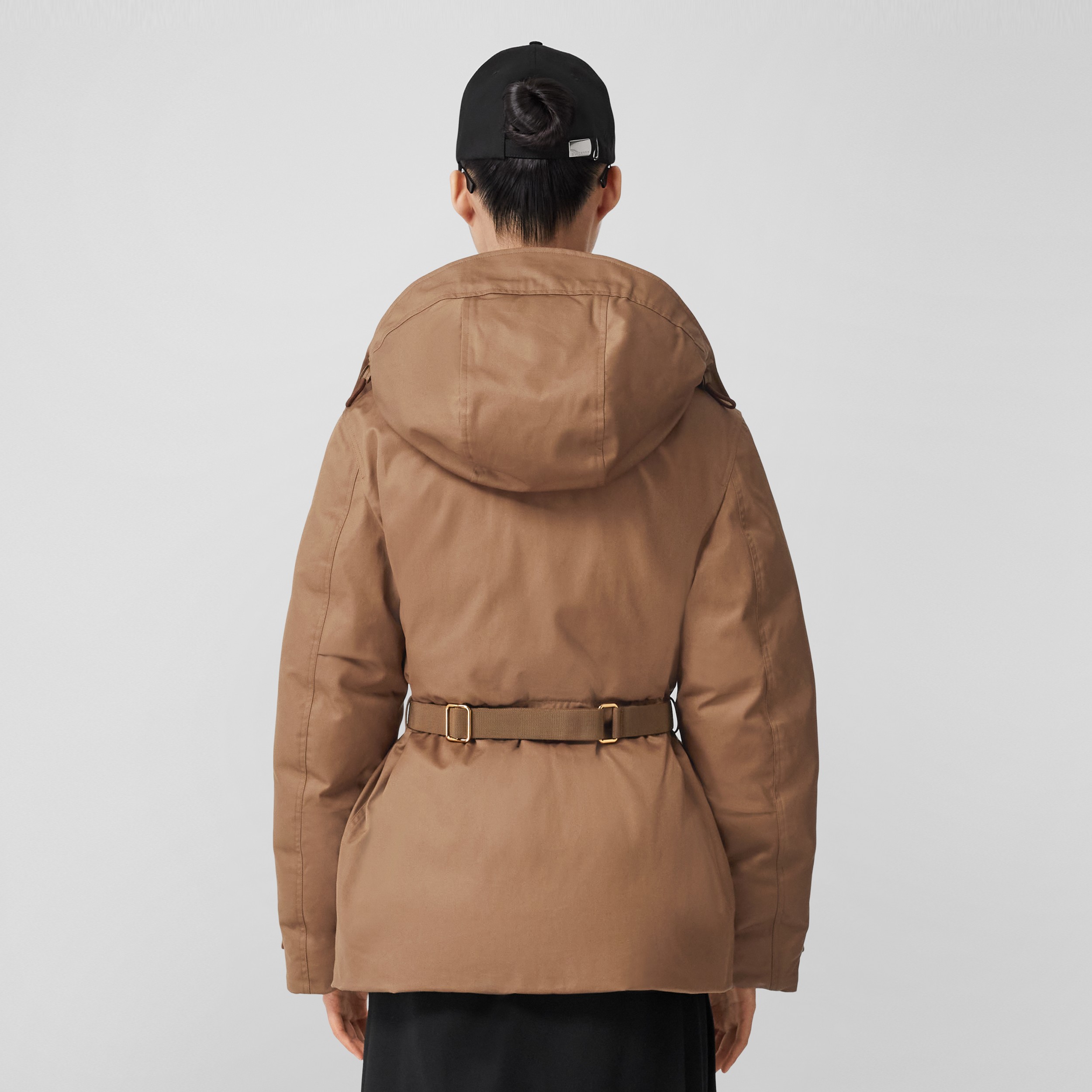 Detachable Hood Cotton Gabardine Belted Jacket in Dusty Caramel - Women | Burberry® Official - 3