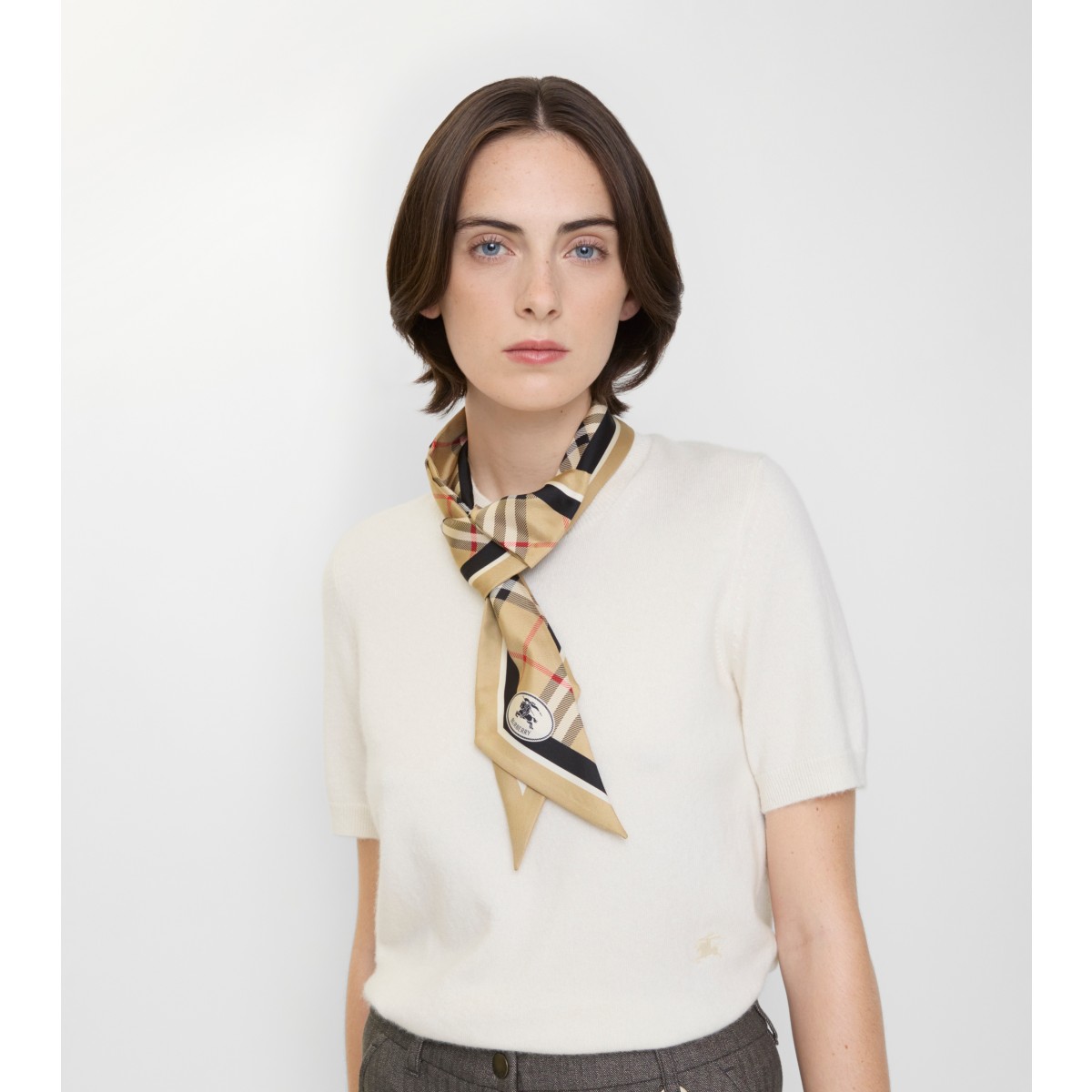  Check Skinny Silk Scarf