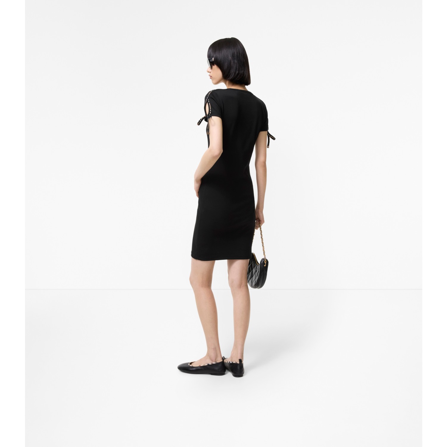 Check Trim Cotton Dress in Black - Women | Burberry® Official