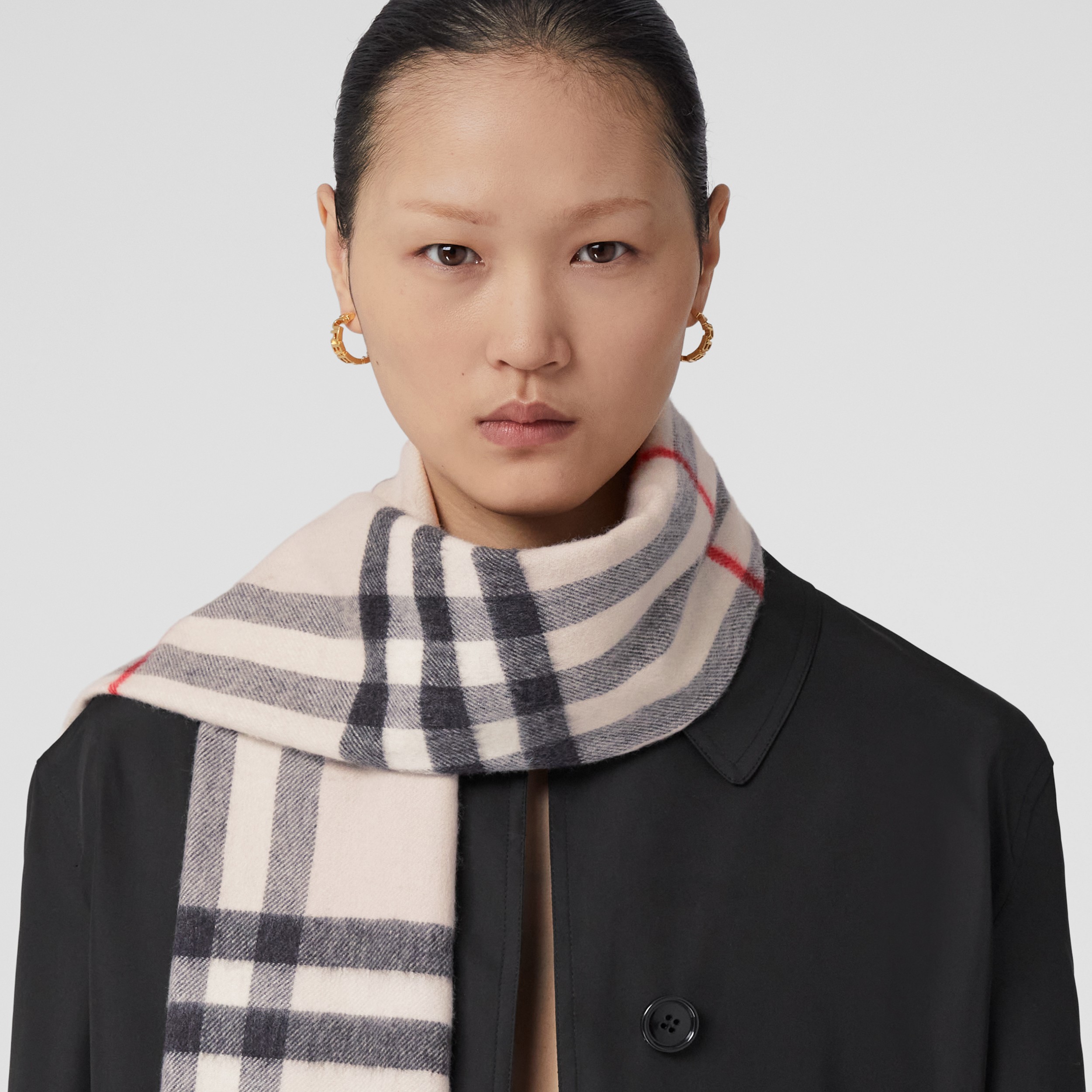 The Classic Check Cashmere Scarf in Stone | Burberry® Official - 3