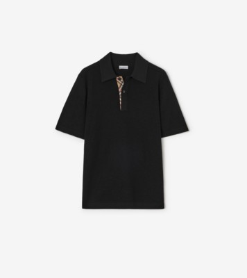 Wool Polo Shirt in Black - Men | Burberry® Official