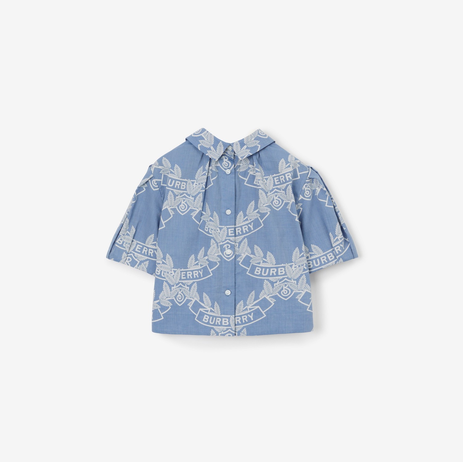 Oak Leaf Crest Cotton Chambray Blouse in Pale Blue | Burberry® Official